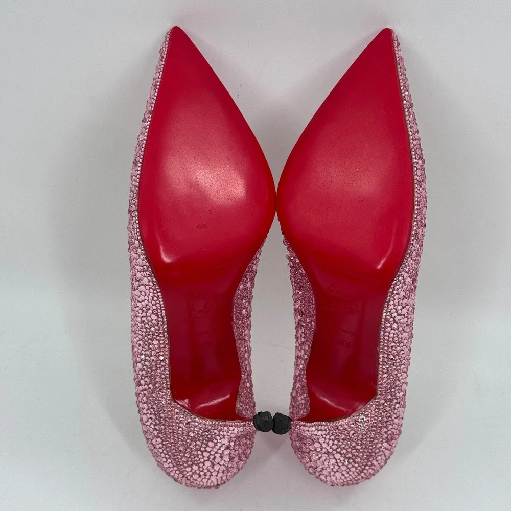 Christian Louboutin Swarovski Crystal Strass Pumps Blush Pink Heels 38.5